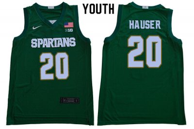 Youth Joey Hauser Michigan State Spartans #20 Nike NCAA Green Authentic College Stitched Basketball Jersey NF50J64JM